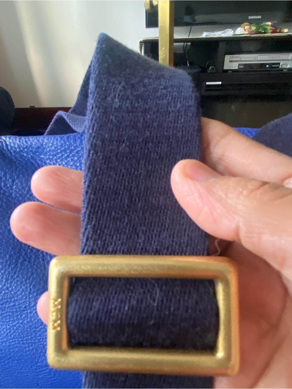 MCM Royal Blue Leather Crossbody Messenger Bag - Picture 4 of 11